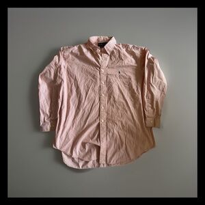 Ralph Lauren Yarmouth Oxford Shirt 16.5 34/35 Peach Stripe Classic Fit Preppy